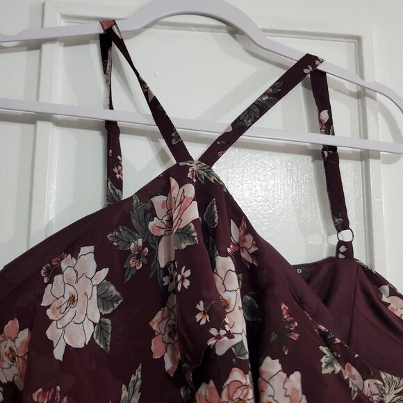 Torid Women's Plus Size 14 Burgundy Floral Cold Shoulder Boho Dress.  SKU# A-117 - Picture 10 of 16